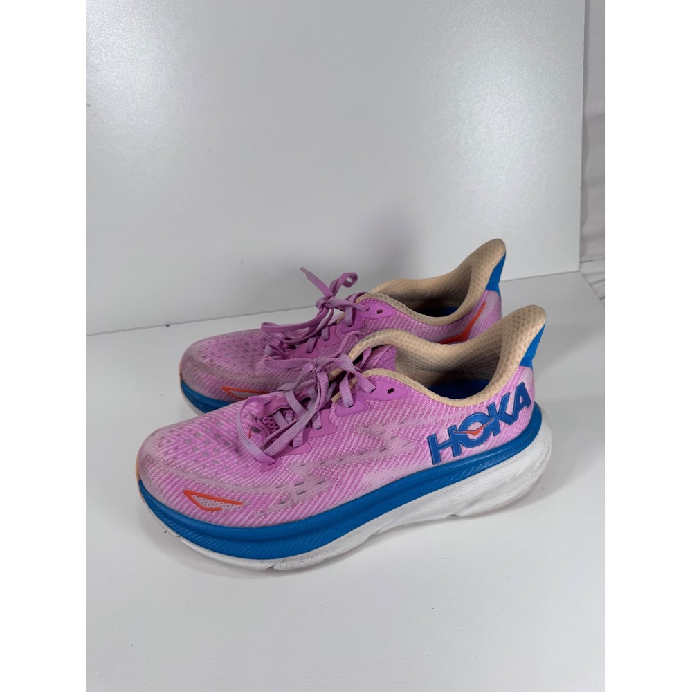Hoka Running Shoes Clifton 9 Pink Women 8.5 8.5B 40.5 Athletic Jogging Sneakers